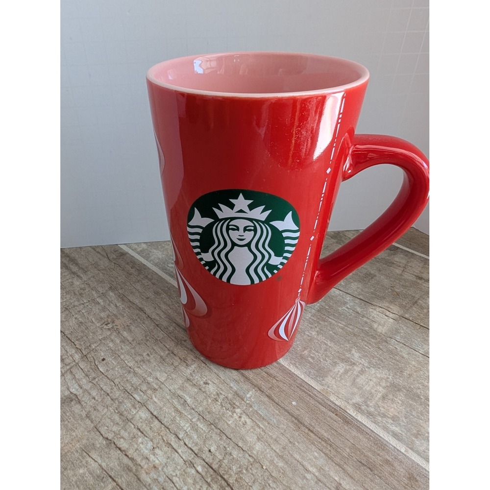 Starbucks 2024 Holiday Red Ornament Ceramic Coffee Mug 16oz Pink Interior